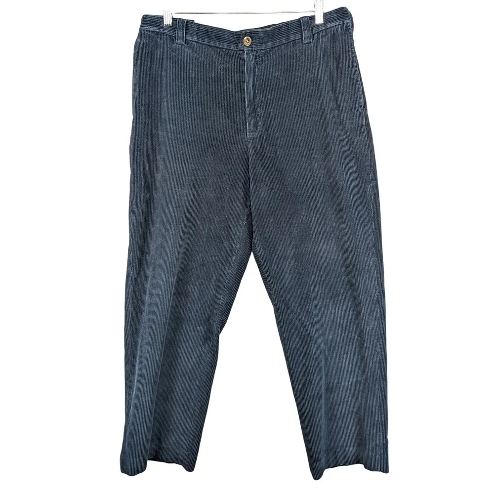 LL Bean Comfort Waist‎ Corduroy Pants Size 35 Navy Blue Men Casual 35 x 28